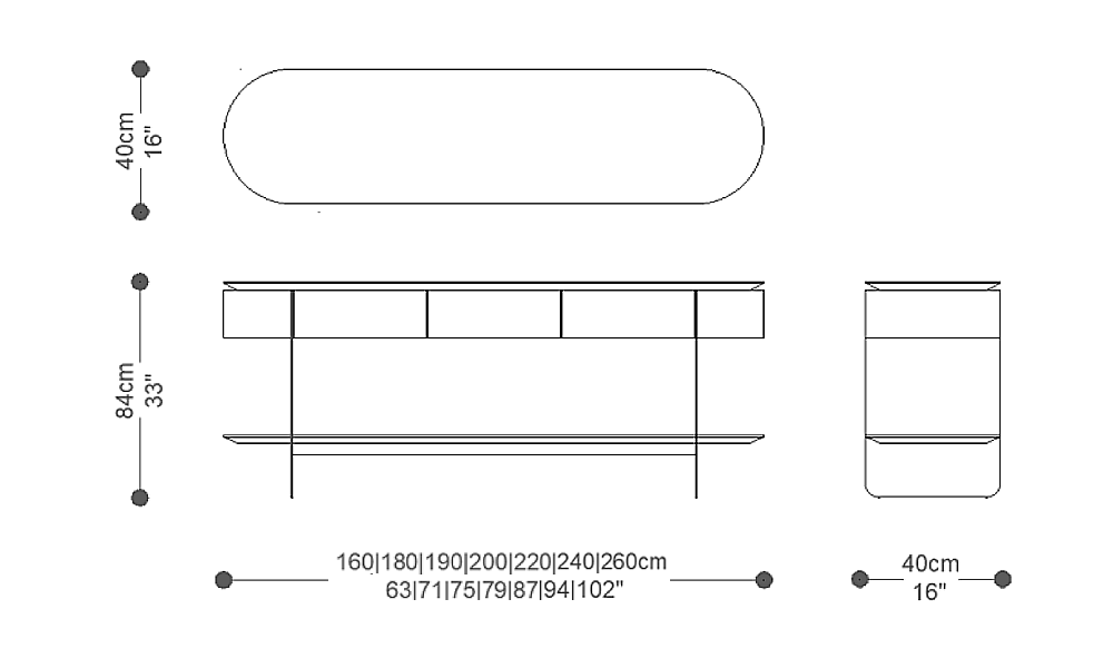Image of the main dimensions of the product